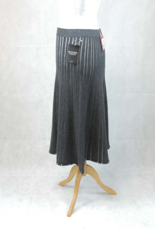 Pure Collection Heather Charcoal Iced Grey Knitted Skirt SL Rrp £129 CR025 DD 15 - Image 4 of 4
