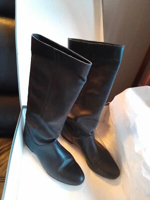 BOTTES MINELLI FACON CAVALIERE CUIR SOUPLE NOIR POINTURE 37 AVEC BOITE - Photo 1/4