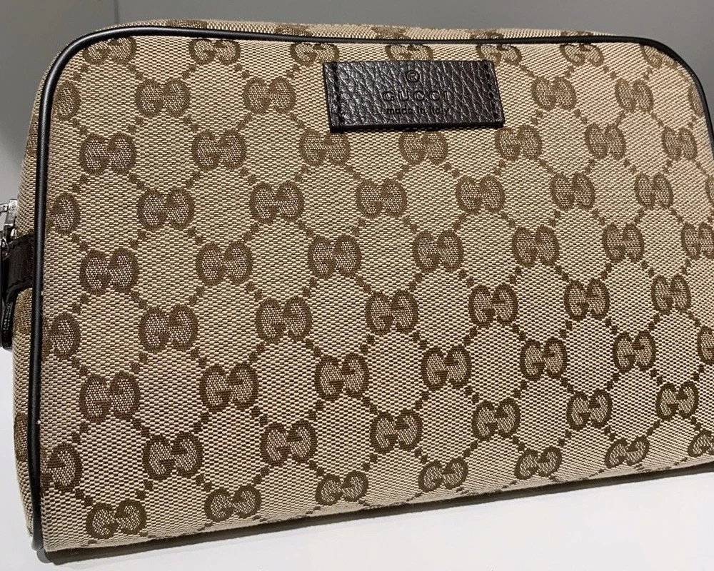 Gucci GG Monogram Brown Canvas Waist Bag Fanny Pack Clutch