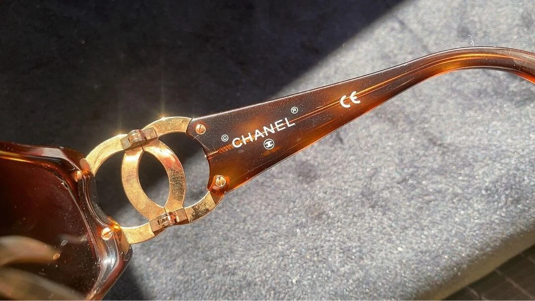 Auth CHANEL Sunglasses Eye Wear Coco CC Logo vintage brown VG Used