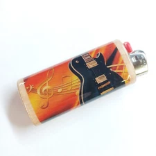 Guitar Music Musician Lighter Case Holder Sleeve Cover Fits Bic Lighters