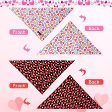 Valentine's Day 2pcs Dog Bandanas Black Heart  Colorful Heart Dog Scarf Bib ...