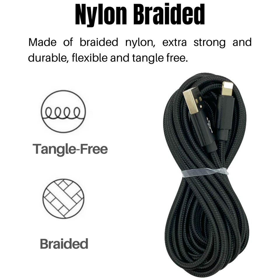 Cable adaptador de carga USB de 10 pies cable de carga rápida para iPhone 12 11 XS Max XR 8 7 Foto 2 de 4