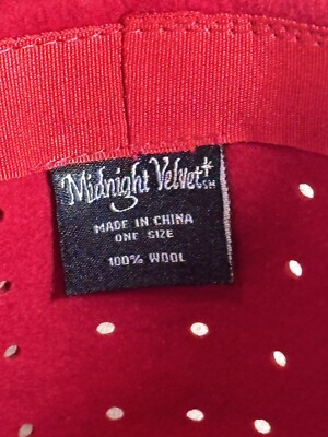 Midnight Velvet ‎ 100% Wool Fedora Red Hat with Bow s-l400.jpg main image 3