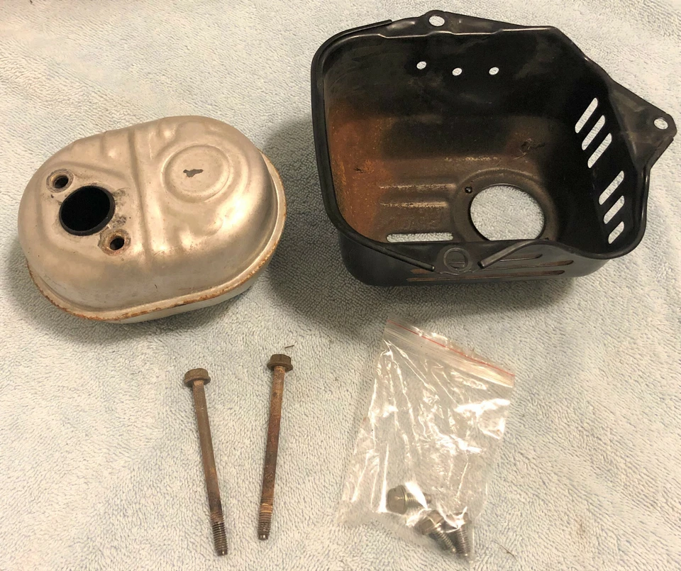 Honda Mower Engine Muffler 18310-Z0Y-000 & Shield 18321-Z0L-J01 Mount Bolts #711 - Image 2 of 2