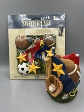 Figi Kids Room Decor Set Switchplate and pen Holder Storage All Sports Vintage
