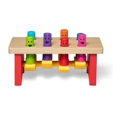 Melissa and Doug Deluxe Pounding Bench Multicolor Wooden Toy for Toddlers