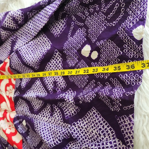 Antique Vintage Japanese Silk Kimono Black HAORI Jacket Purple Royal Unique - Picture 13 of 17