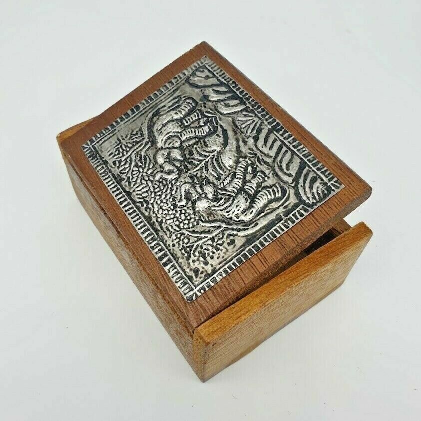Teak Wood Box Jewelry Storage Wooden Holder Coin Versatile Thai Vintage Gift