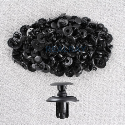 Set Of 100 Radiator Cover Clips 90467-08217 For Toyota 4Runner, Tacoma, Lexus GX470 - Black, Direct Fit