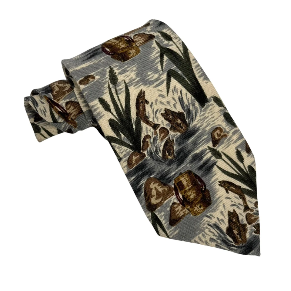 Polo Ralph Lauren Mens Vtg Tie Jumping Fish Trout Wool USA 4.25" (W) x 54.5" (L) - Image 4 of 4