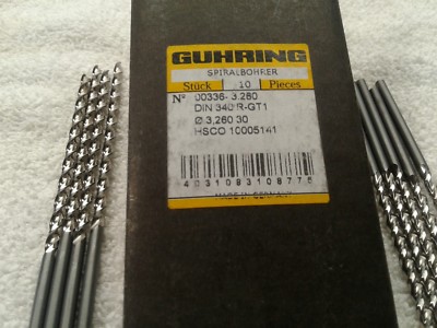 Guhring Spiralbohrer 336 Series 3.280MM HSCO Drill Bits,  ( pkg of 10)