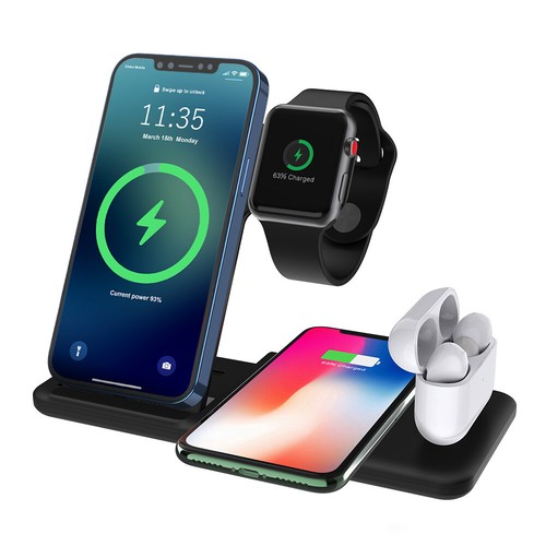 Stazione di ricarica Wireless 4 in 1 Qi per Apple Watch Air Pods iPhone |  eBay