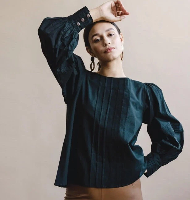 Женская викторианская блузка с рукавами-пинтаками Ekadesma for Mulxiply — черный размер Маленький