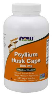 Now Foods Psyllium Husk Caps, 500 mg, 500 Veg Caps - Fiber Supplement 6/28EXP