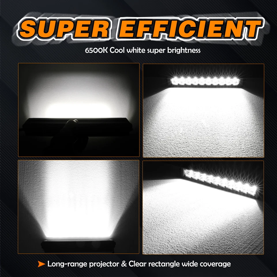 For Polaris Ranger XP1000 1000 Crew 12" Single ROW LED Light Bar Silm+ Wiring  Foto 2 de 4