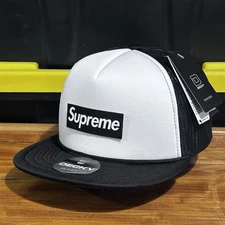 Decky Foam Trucker Hat Black And White SnapBack Leather Patch