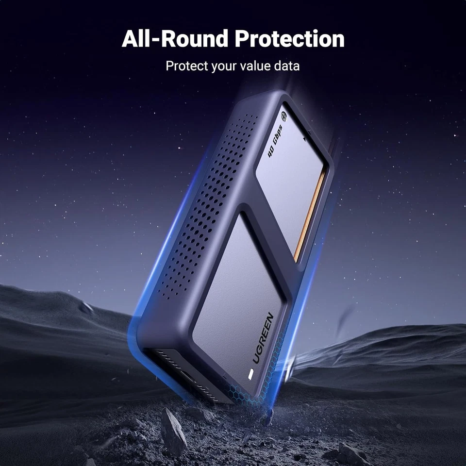 UGREEN 40Gbps M.2 NVMe SSD Enclosure, TB4 NVMe Enclosure with Cooling Fan, Alumi - Image 3 of 4