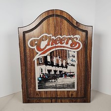 Vintage Cheers Dartboard Cabinet and Board 1989 Bar Mancave With Darts/Accessory