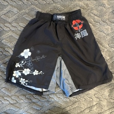 Hardcore Training MMA Boxing Muay Thai Shorts Black Floral Martial Arts XS