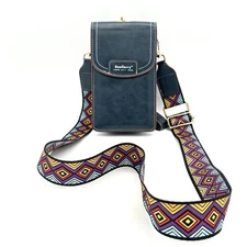 Baellerry Blue Womens Mobile Phone Colorful Cross body Strap Purse Wallet Mini