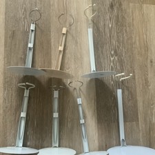 Doll Stands Lot 7 - 6 White 1 Tan Metal stands for 8-14 inch Dolls by Kaiser