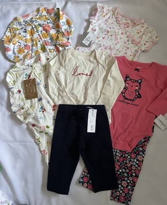 Infant Girl Size 3-6 Mo Lot Of 7 New Pieces Janie And Jack Baby Gap Carters 