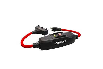 Husky 2 ft. 12/3 15 Amp In-Line GFCI with Power Block in Red