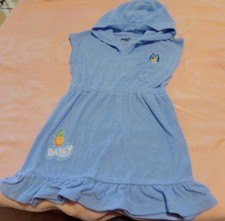 Bluey Girls Pull Over Terry Swim Coverup Blue Size S 6-7 Gently Worn EUC