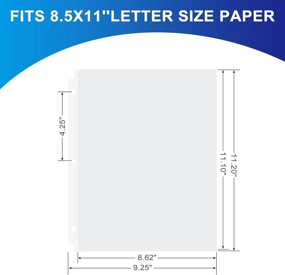 65 Pack Clear Sheet Protectors, 8.5 x 11 inch Page Protectors for 3 ...