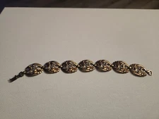 Vintage Symmatalic Sterling Silver + 14K Repousse Hand Wrought Bracelet