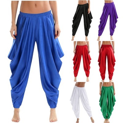 US Women Dance Costume Fitness Trousers Arab Princess Harem Pants Fashion Show