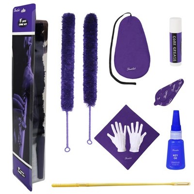 Flute Care Kit: Key Oil, Cork Grease, Swab, Cloth, Brush, Rod for Maintenance
