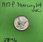 1917-P Mercury Dime 10c Uncirculated US Coin 90% Silver
