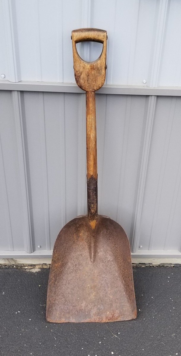 Primitive Large Coal Shovel Carved Wood D Handle - Rustic Antique