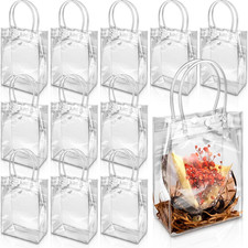 18 Pack Clear Plastic Gift Bags with Handles - 9.06"X6.7"X2.76" Reusable PVC Tot