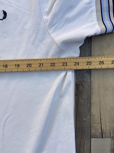 Polo uomo Fred Perry 1/4 bottoni bianca maglia cotone taglia XXL vintage - Foto 10 di 12