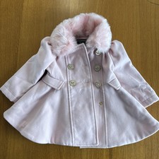 Rothschild Pink Faux Fur Collar Princess Coat Cottagecore Gold Bow Buttons 2T