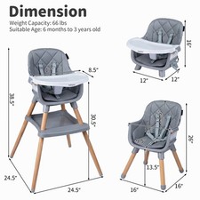 9-in-1 Convertible High Chair w/Harness  Waterproof Cushion for Babies Toddlers