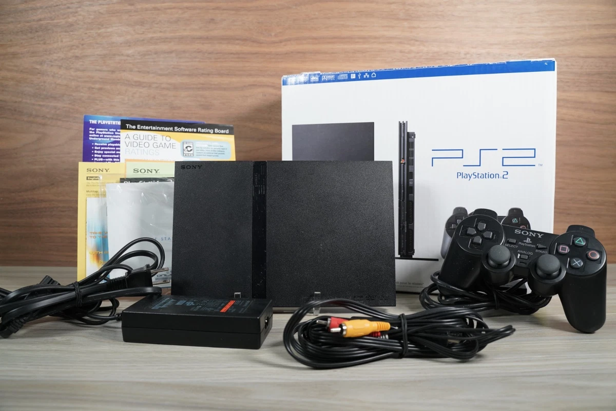 Play Station 2 PlayStation 2 PS2 Slim Black Console Bundle ...