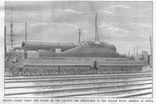 Krupp's Gun on Railway for Conveyance to Italian Naval Arsenal at Spezia - 1887