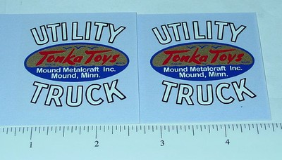 Pair Tonka Cabover Utility Truck White Sticker Set TK-131