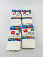 Hanes Girls Footless Tights Lot of 4 White Size L New Nylon Spandex