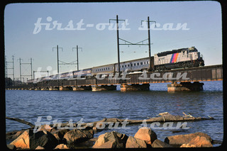 F Original Slide New Jersey Transit NJT 4112 Action at Perth Amboy NJ 1982