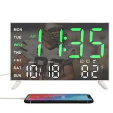 Alarm Clocks for Bedrooms, Small Digital Clock, LED Mirror Alarm Clock with U...