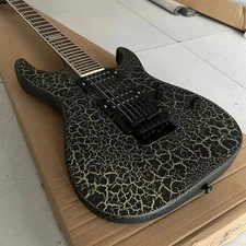 Factory Customized Solid Body Crackle Black Honey Electric Guitar High Quality