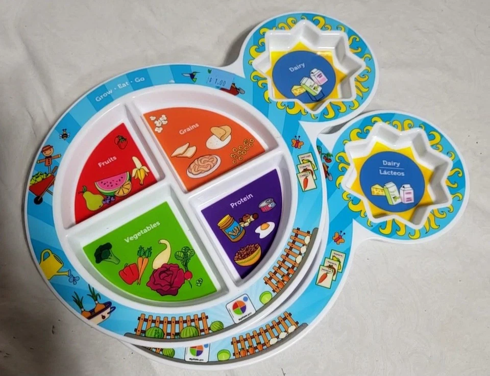 Fresh Baby Kid's 5 Seções "My Plate" 7” Prato Multicolorido de Grupo de Alimentos, Plástico - Imagem 4 de 4