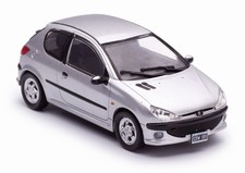 Atlas IXO Peugeot 206 XS 1999 Silver Metallic 1:43 Scale 4 Inch Diecast Model