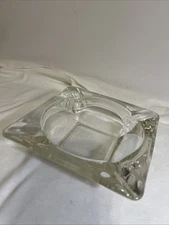 Vintage 1970s Anchor Hocking Clear MCM Glass Square Tapered Ashtray 5.75"