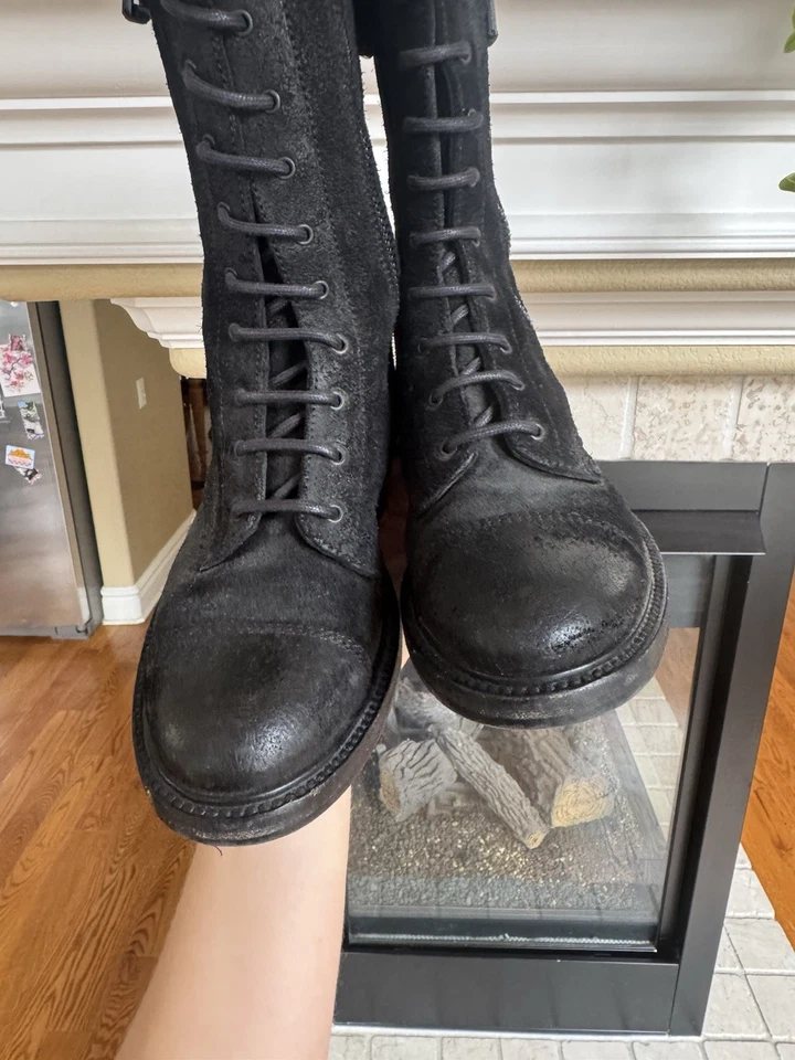 Botas Belstaff negras de gamuza envejecida para moto combate con cordones talla 37 Foto 4 de 4